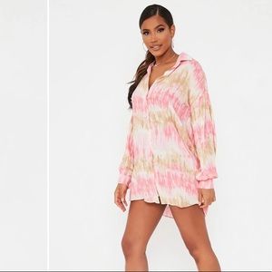 Sheer Tie dye shirt dress